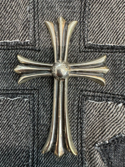 Chrome Hearts Black Gray Jeans with Crosses-yf