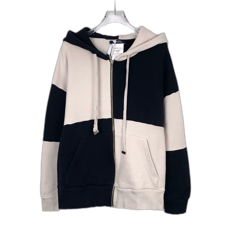 maxmara Black and White Zip Hoodie