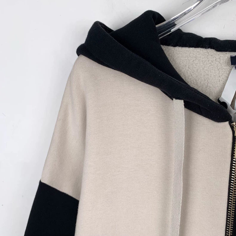maxmara Black and White Zip Hoodie
