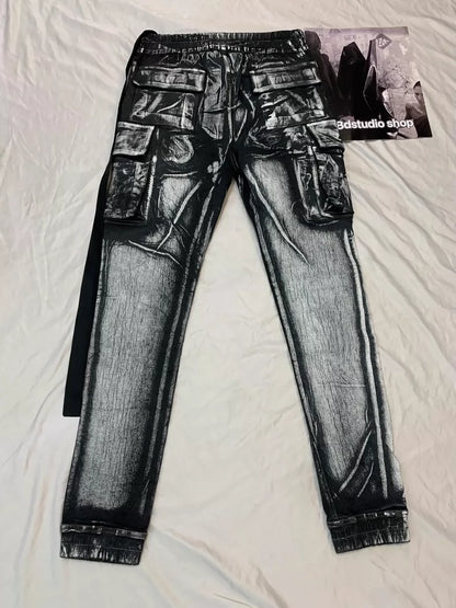Rick Owens Coated Cargo Denim Pants