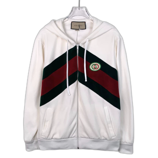 Gucci White Hooded Zip-Up Jacket