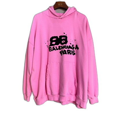 Pink Balenciaga Logo Hoodie