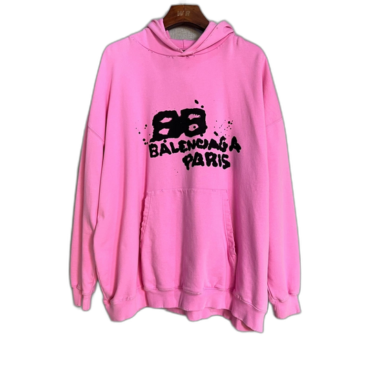 Pink Balenciaga Logo Hoodie