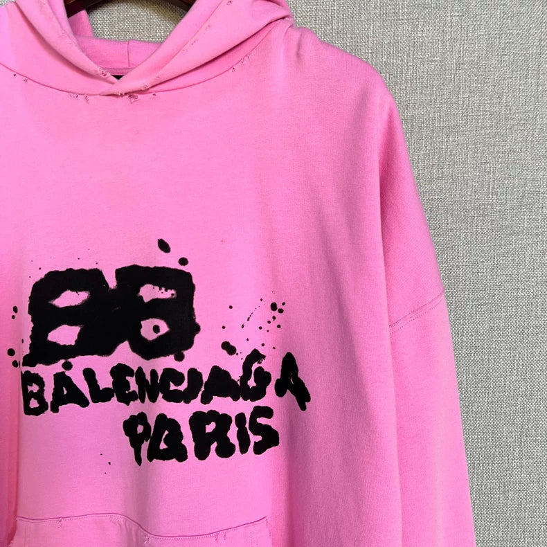Pink Balenciaga Logo Hoodie
