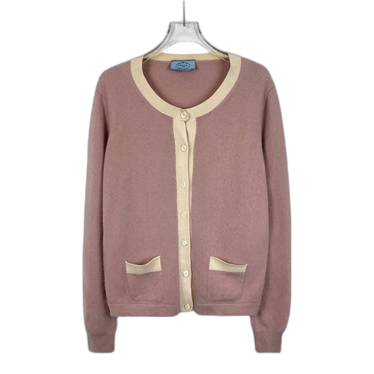 Pink Cashmere Button-Up Cardigan