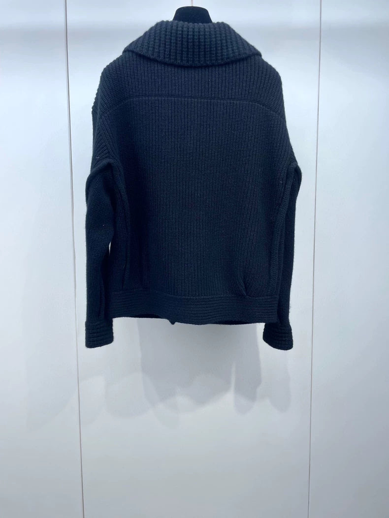 Chanel Black Double Pocket Sweater Jacket