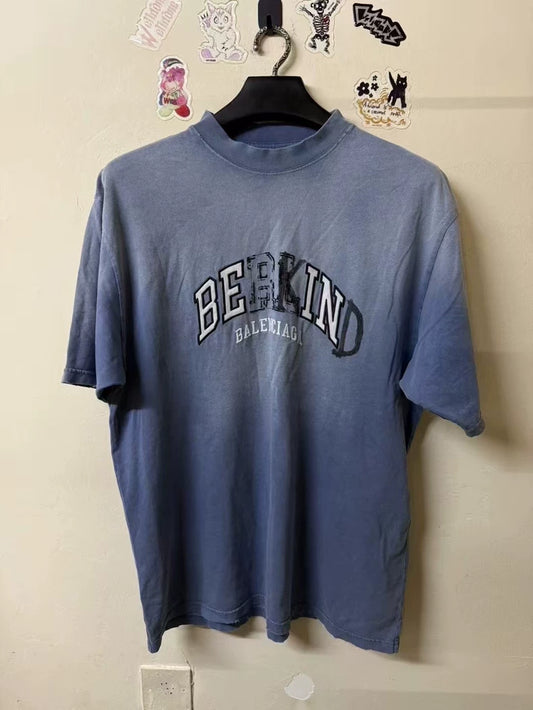 Balenciaga Patch Logo Blue Short Sleeve-yf