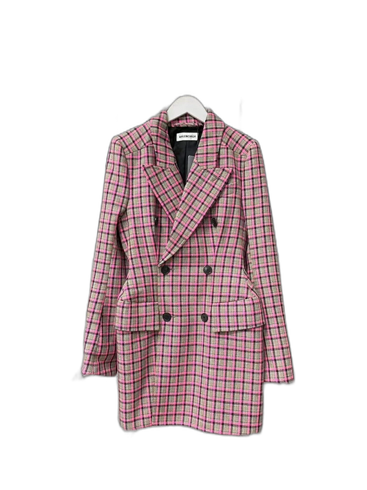 Balenciaga Hourglass Blazer in Pink Plaid