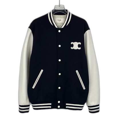 Celine Black Embroidered Wool Baseball Jacket