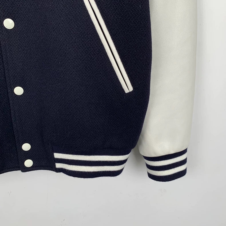 Celine Black Embroidered Wool Baseball Jacket