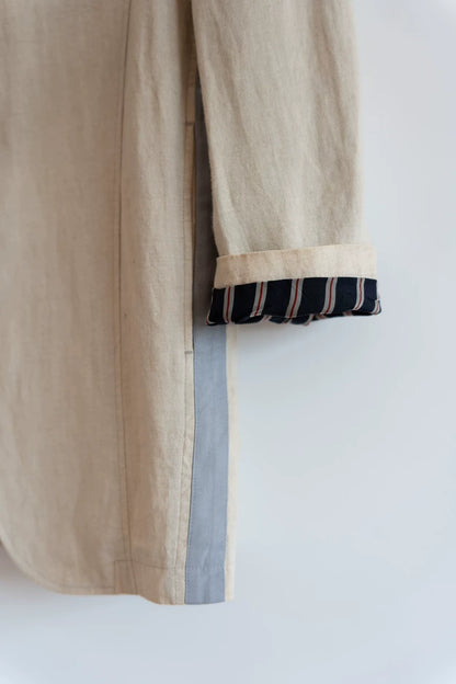 Beige Long Linen Suit Jacket