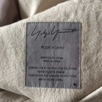 Beige Long Linen Suit Jacket