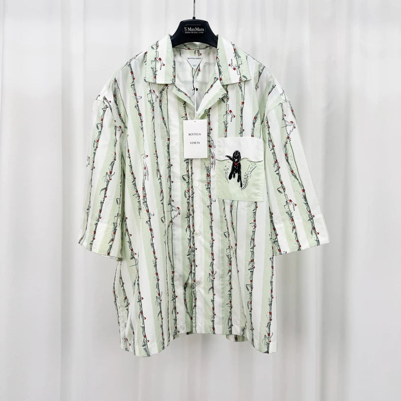 Bottega Veneta Dog Stripe Short Sleeve Shirt-yf