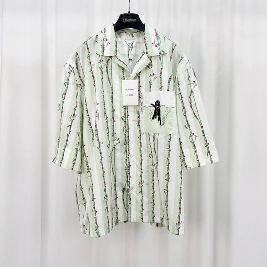 Bottega Veneta Dog Stripe Short Sleeve Shirt-yf