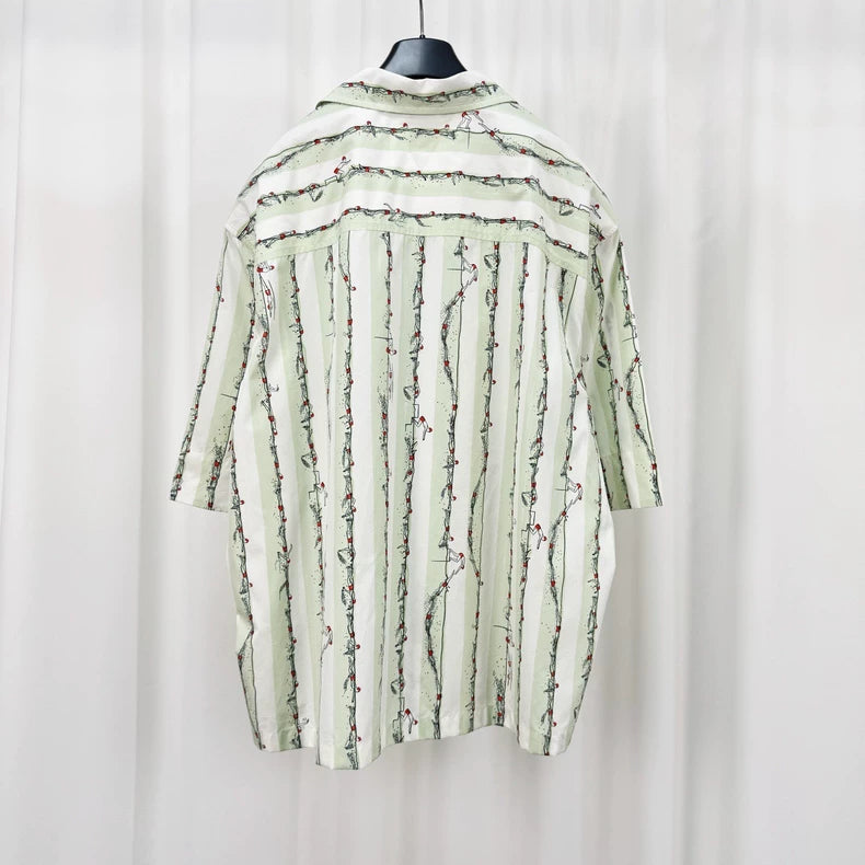 Bottega Veneta Dog Stripe Short Sleeve Shirt-yf