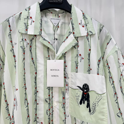 Bottega Veneta Dog Stripe Short Sleeve Shirt-yf
