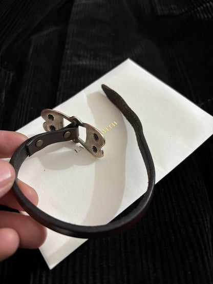 Silver Leather Bracelet by Larry Smith