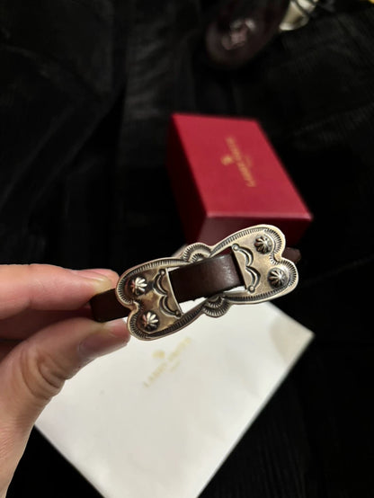 Silver Leather Bracelet by Larry Smith