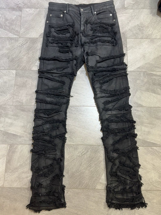 Rick Owens 21FW Distressed Waxed Jeans