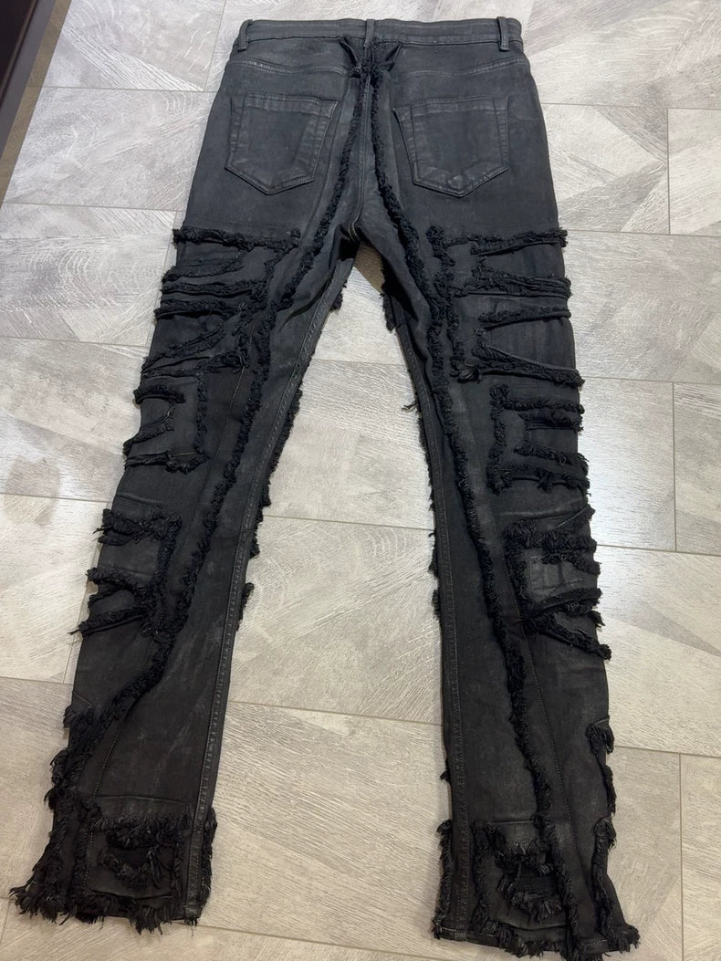 Rick Owens 21FW Distressed Waxed Jeans