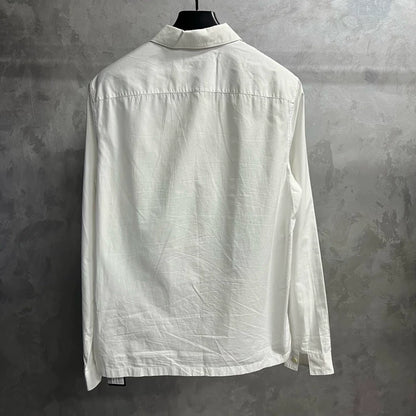 Prada White Zip Collar Long Sleeve Shirt-yf