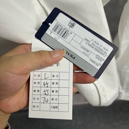 Prada White Zip Collar Long Sleeve Shirt-yf