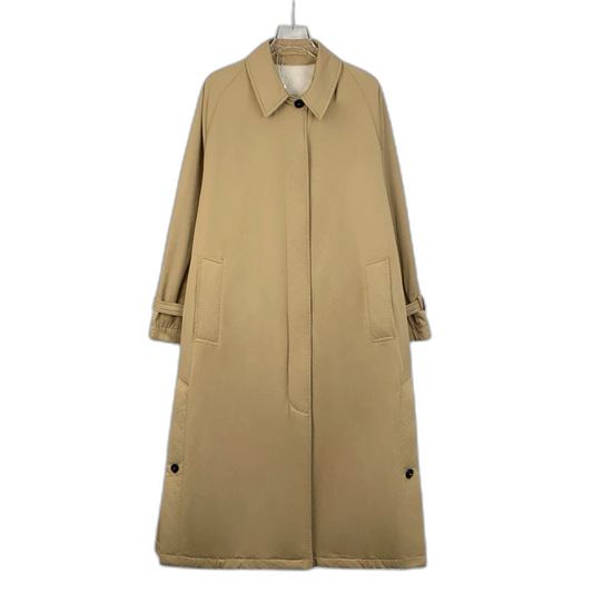 Brown Cotton Long Sleeve Coat With Belt