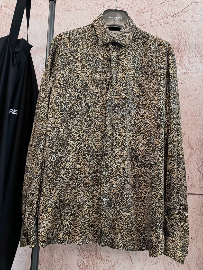 Saint Laurent Silk Leopard Print Shirt-yf
