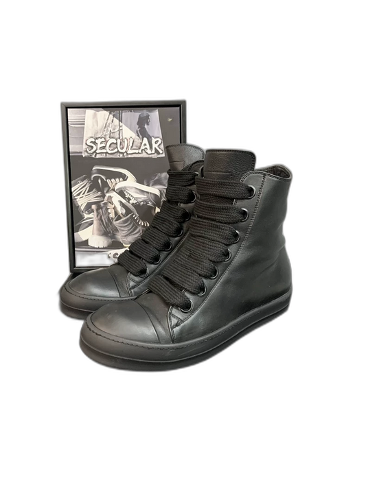 Rick Owens High Top Black Sneakers-yf