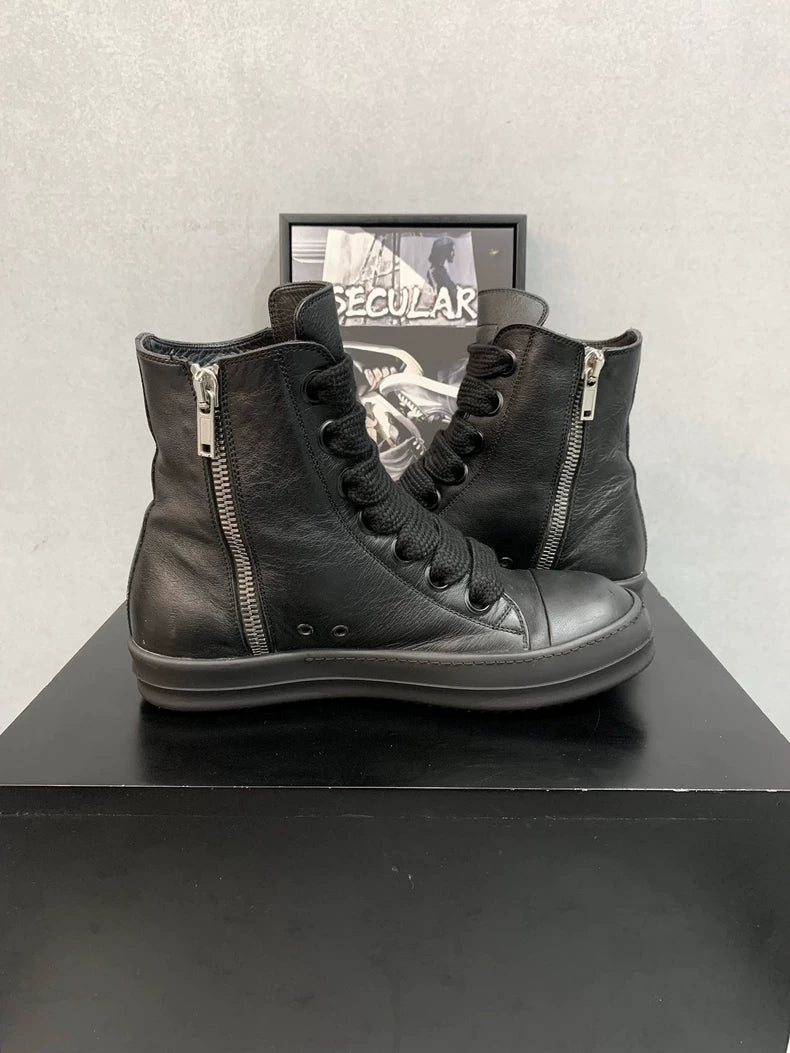 Rick Owens High Top Black Sneakers-yf