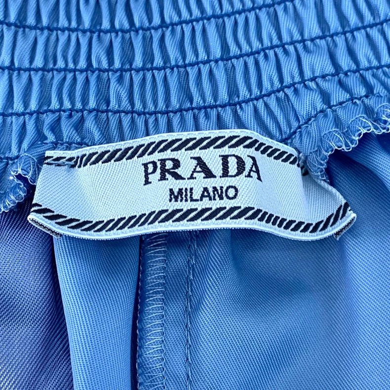 Prada Blue Logo Elastic Waist Shorts
