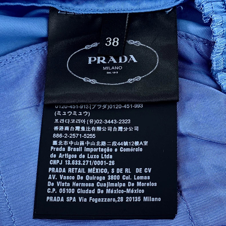 Prada Blue Logo Elastic Waist Shorts