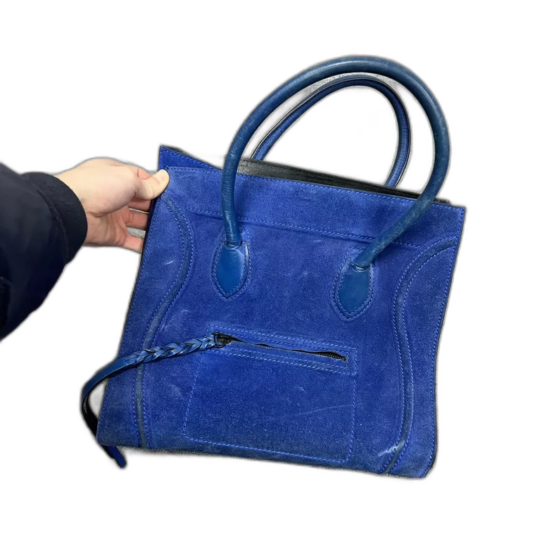 Celine Suede Blue Smiley Catfish Bag