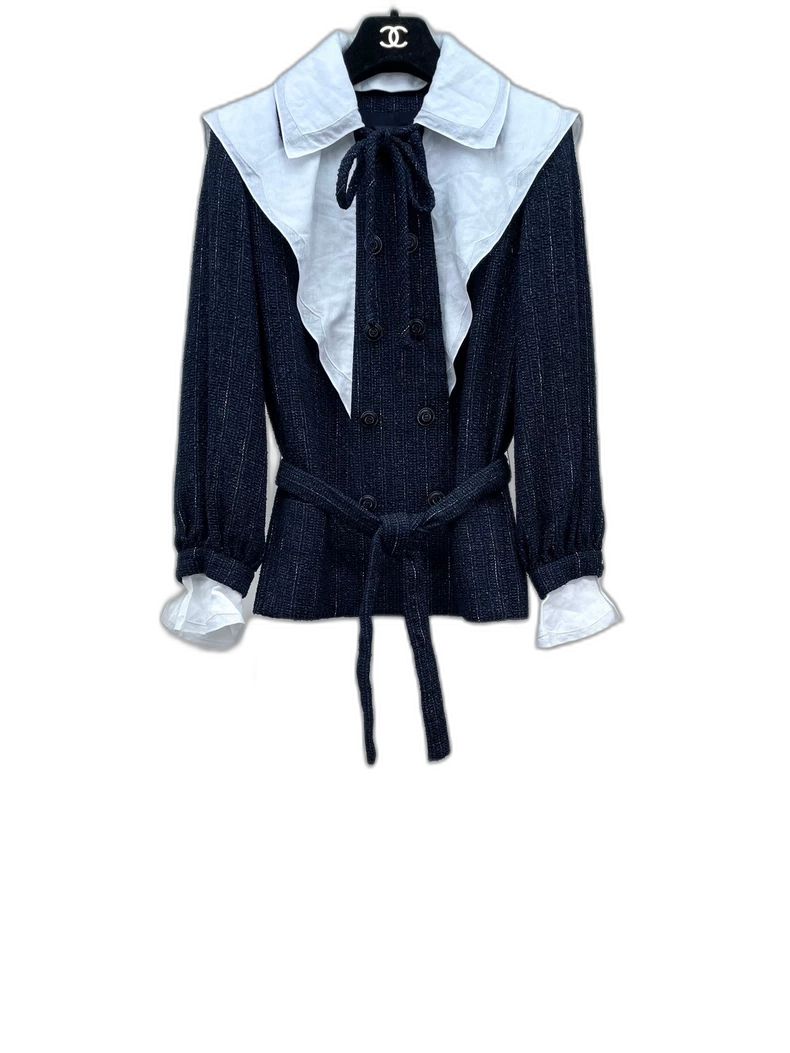 Layered Ruffle Collar Woven Jacket