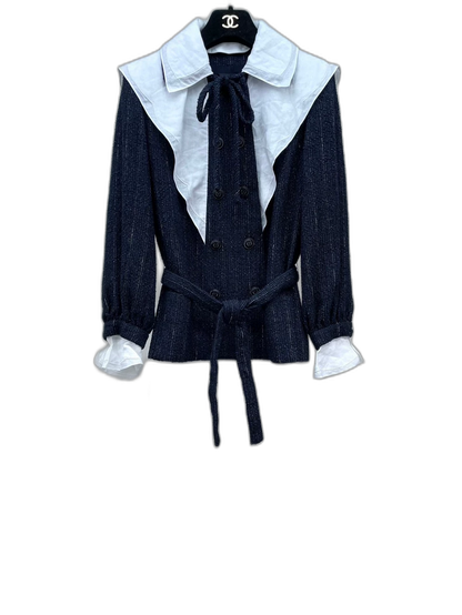 Layered Ruffle Collar Woven Jacket