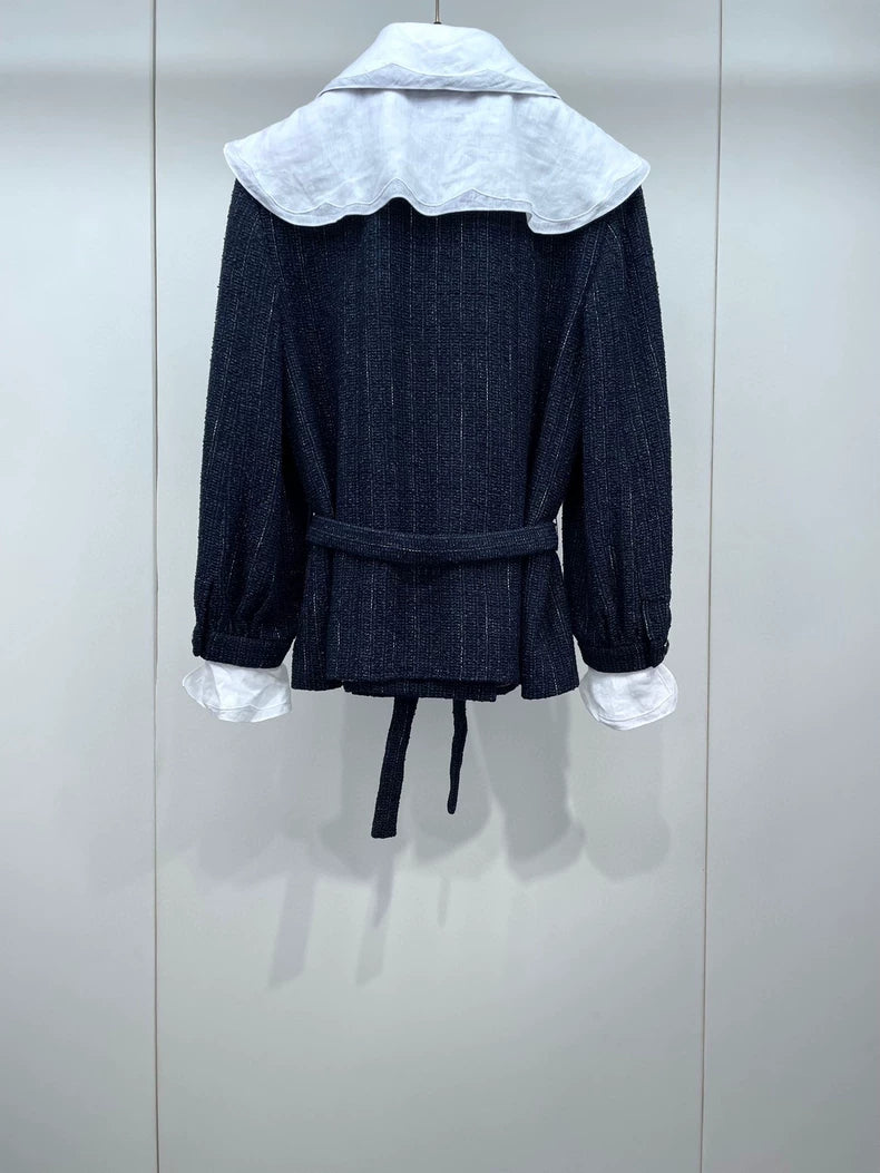 Layered Ruffle Collar Woven Jacket