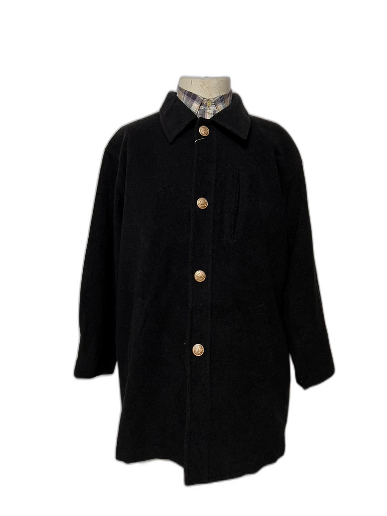 Vintage Dior Black Wool Coat with Gold Buttons