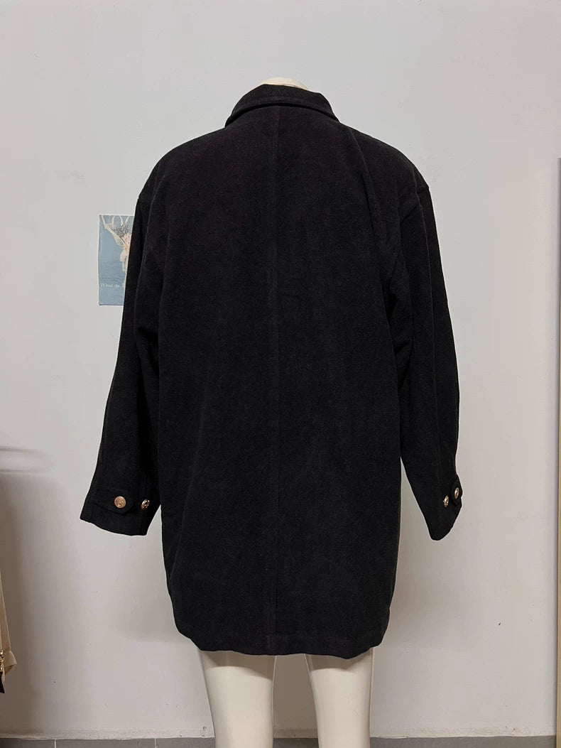Vintage Dior Black Wool Coat with Gold Buttons