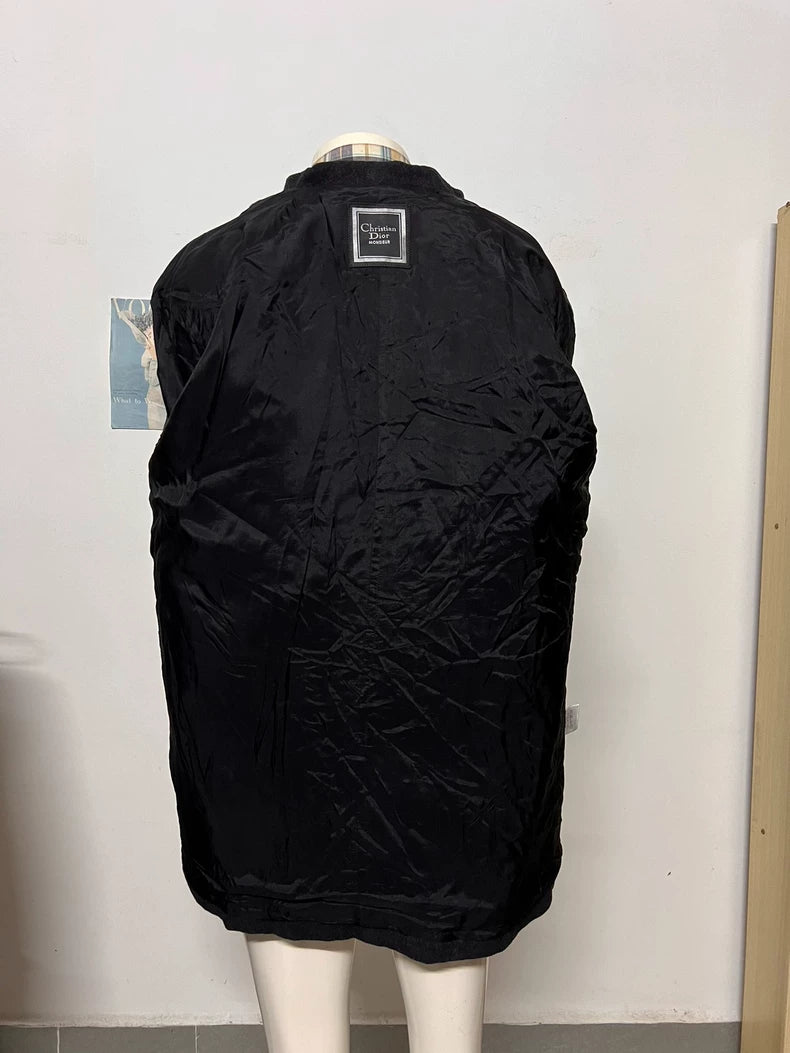 Vintage Dior Black Wool Coat with Gold Buttons