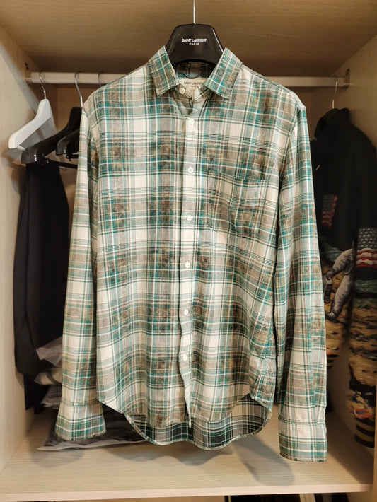 Saint Laurent Green Plaid Button-Up Shirt