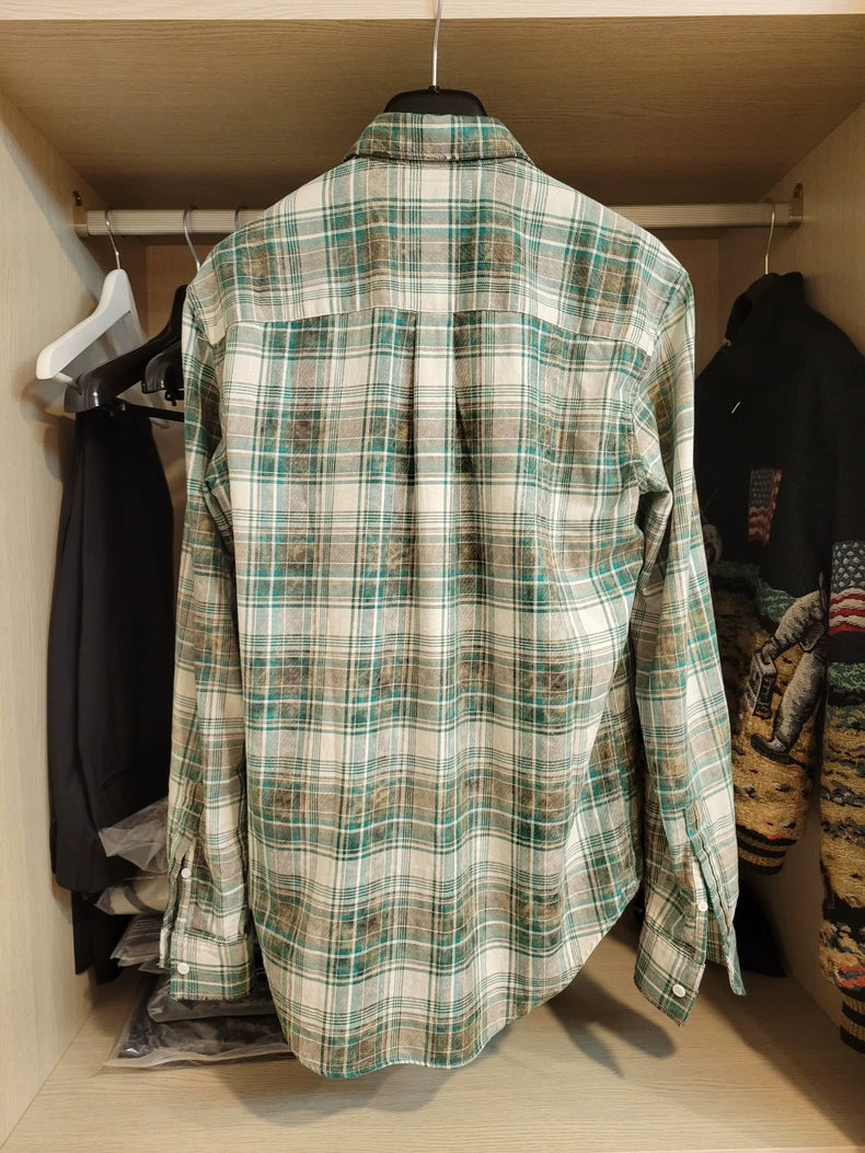 Saint Laurent Green Plaid Button-Up Shirt