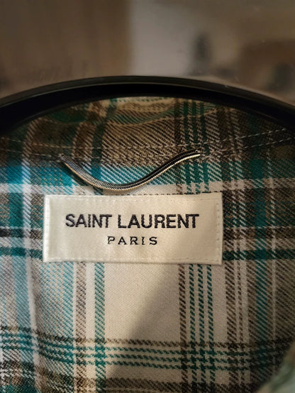 Saint Laurent Green Plaid Button-Up Shirt