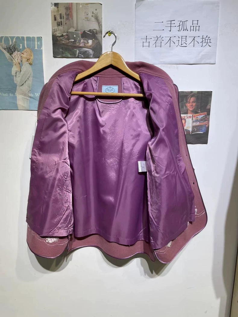 Vintage Prada Wool Coat with Embroidery