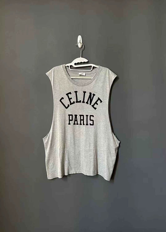 Celine Paris Grey Sleeveless Tank Top-yf