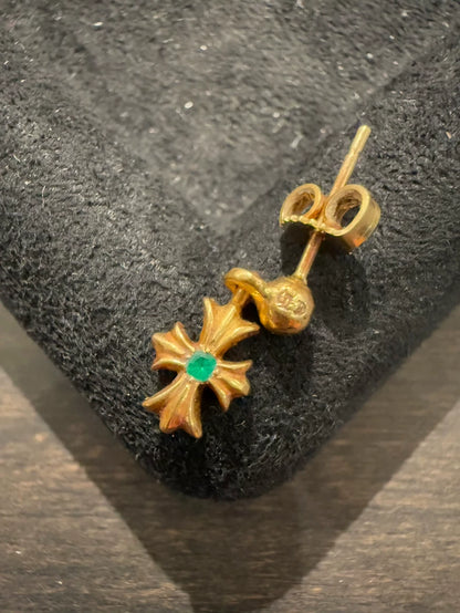 Chrome Hearts Tiny Green Gem Earrings