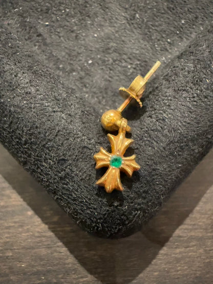 Chrome Hearts Tiny Green Gem Earrings