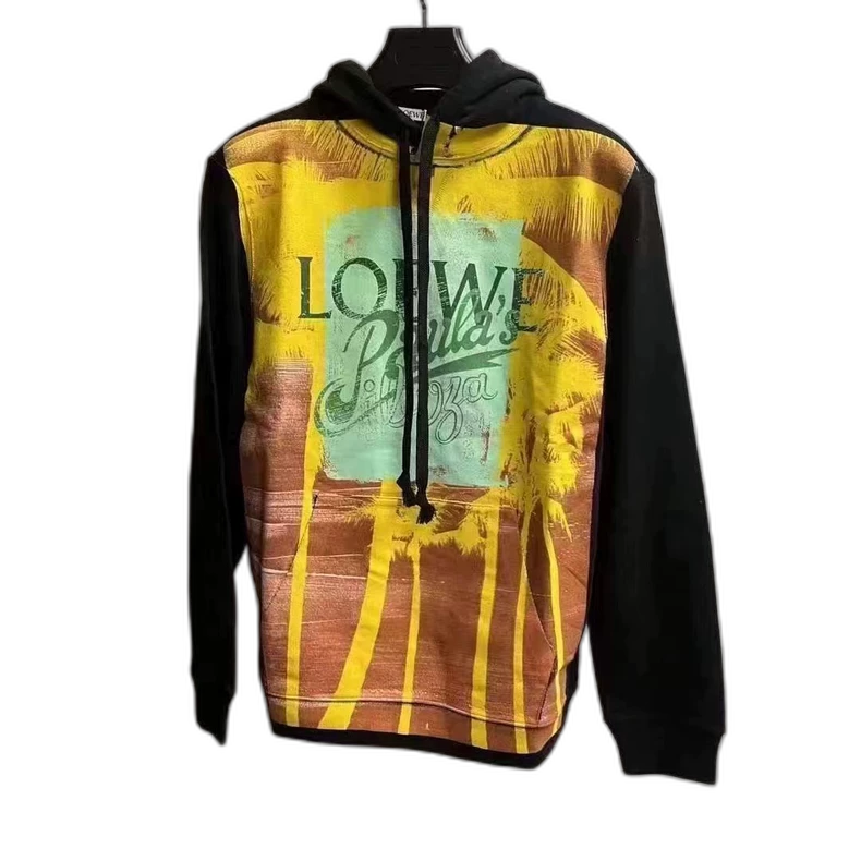 Loewe Black Hoodie with Palm Tree Print