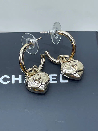 Chanel Heart Shaped CC Earrings