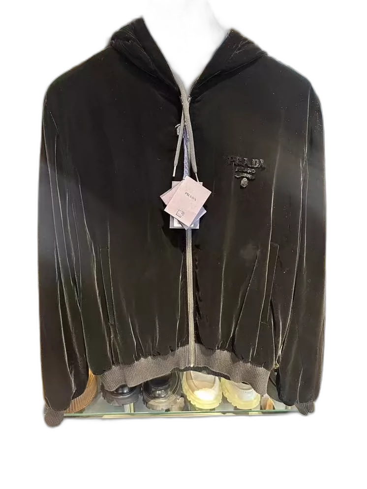 PRADA luxury velvet hoodie-zp