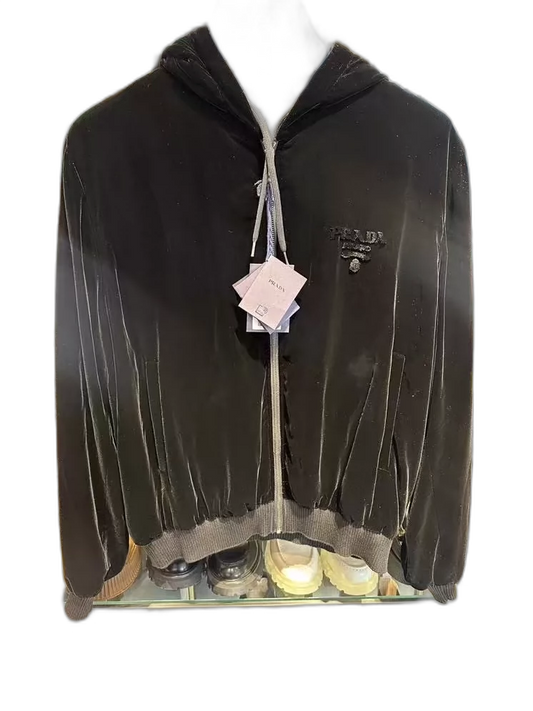 PRADA luxury velvet hoodie-zp